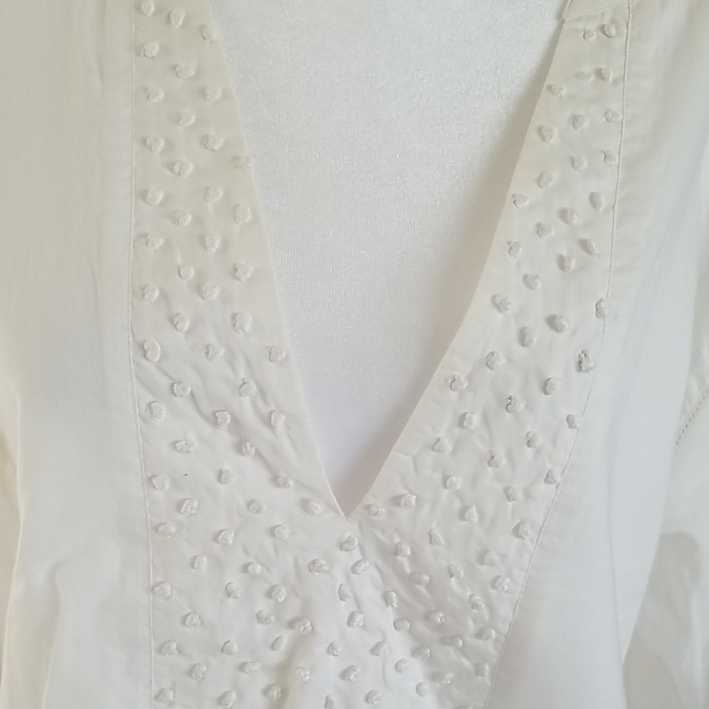 Theory White Textured Women's Blouse - Picture 2 of 7